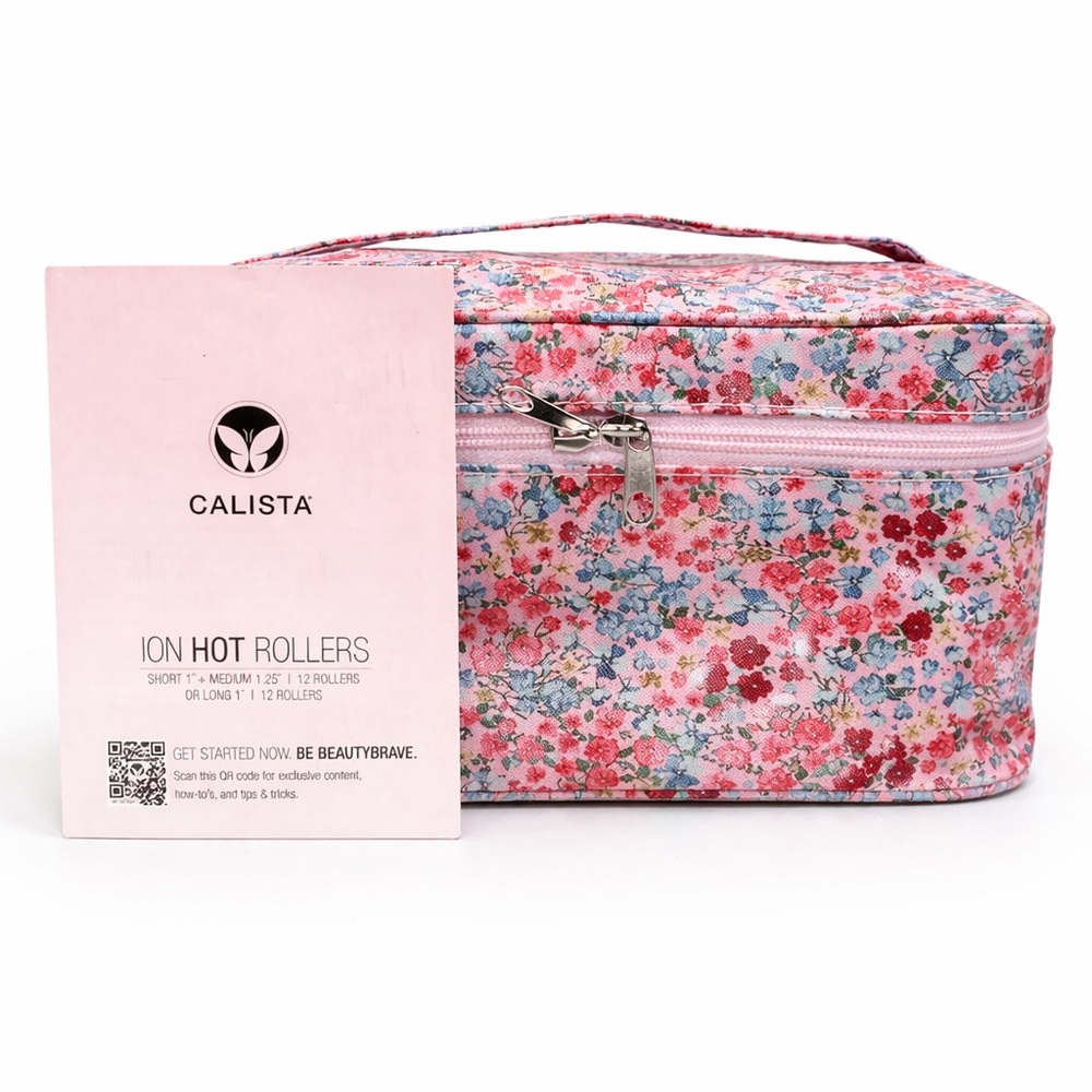 Calista Ion Hot Rollers Set 12 Rollers w/ Floral Case Salon Volume Curl System - Picture 3 of 4